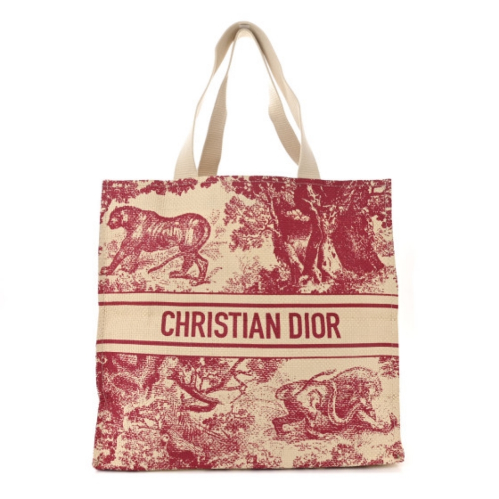 NEW AUTHENTIC CHRISTIAN DIOR DIORIVIERA RED STRAW TOTE *GWP* VIP*